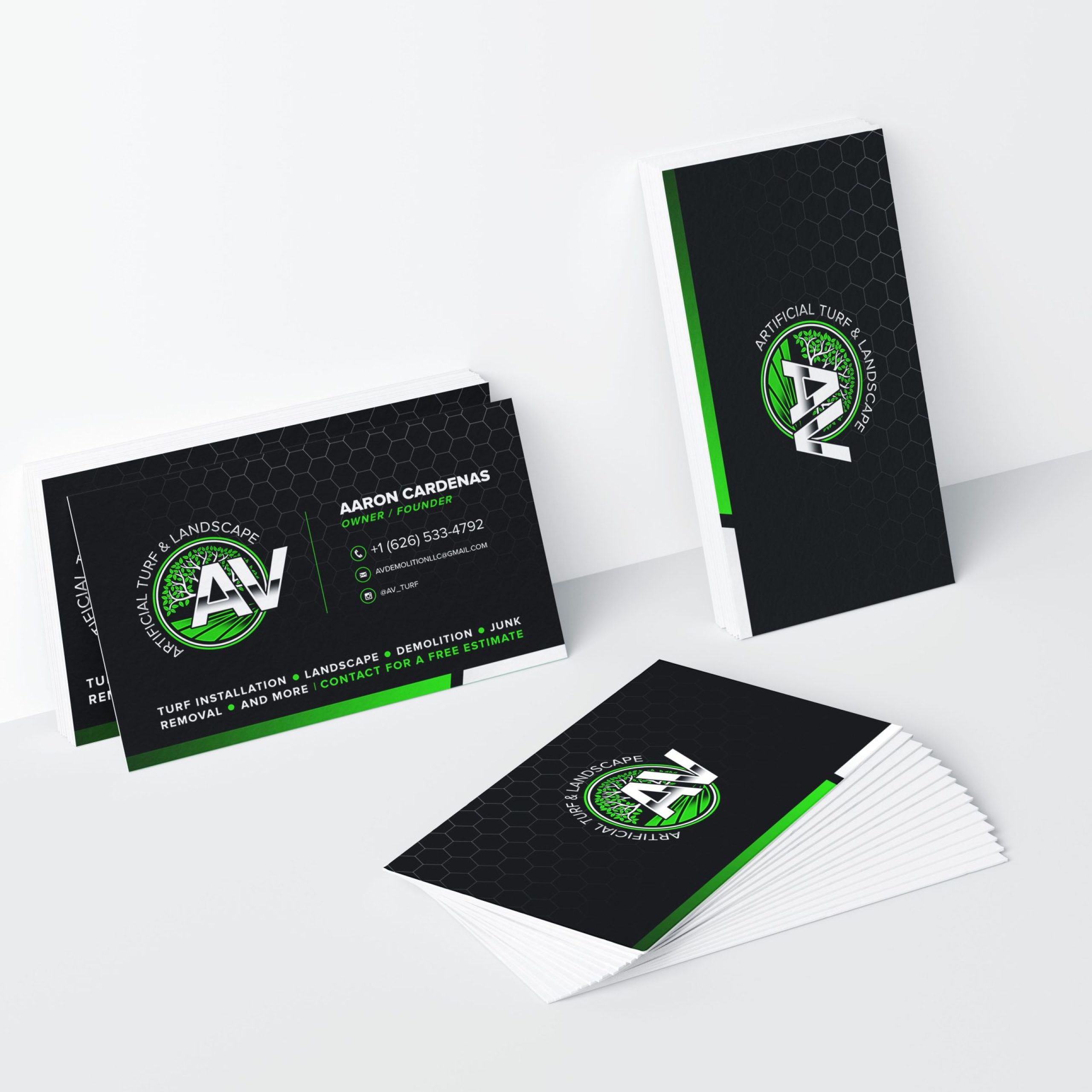 turf and landscaping lawn care business card design