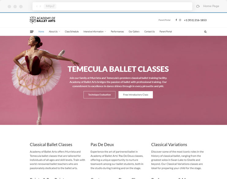ballet studio website design