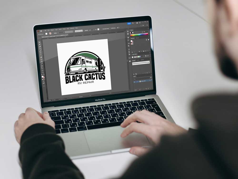 logo design for black cactus rv repair